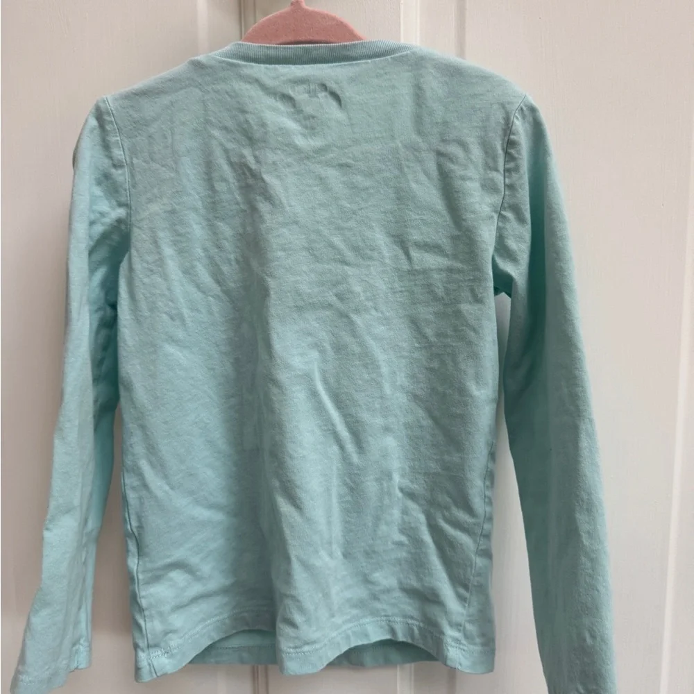 OshKosh B'gosh 4T Girls Light Blue Unicorn Santa Long Sleeve Shirt Top Christmas